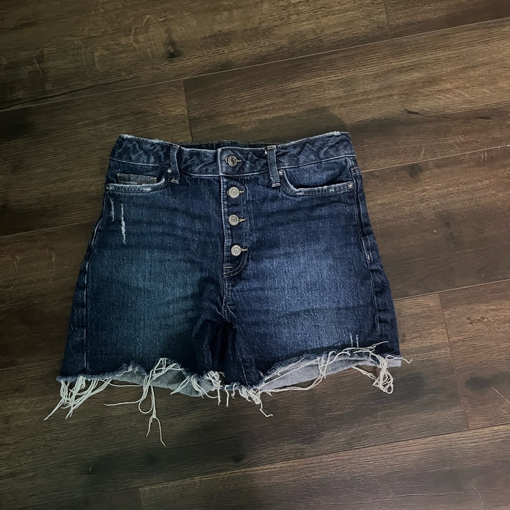 Tommy Hilfiger Dark Blue Frayed Jean Shorts